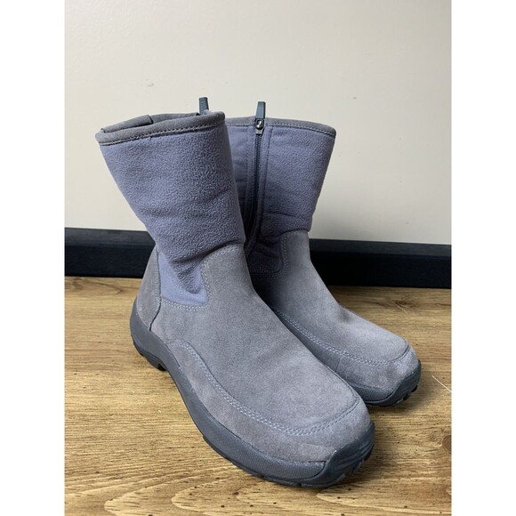 LL Bean Boots Womens Sz 7 Gray Snow Fleece Side Zip Gray Suede - Picture 2 of 11